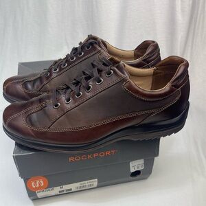 Rockport Dark Brown Natural Leather Shoes Coleshill size 8